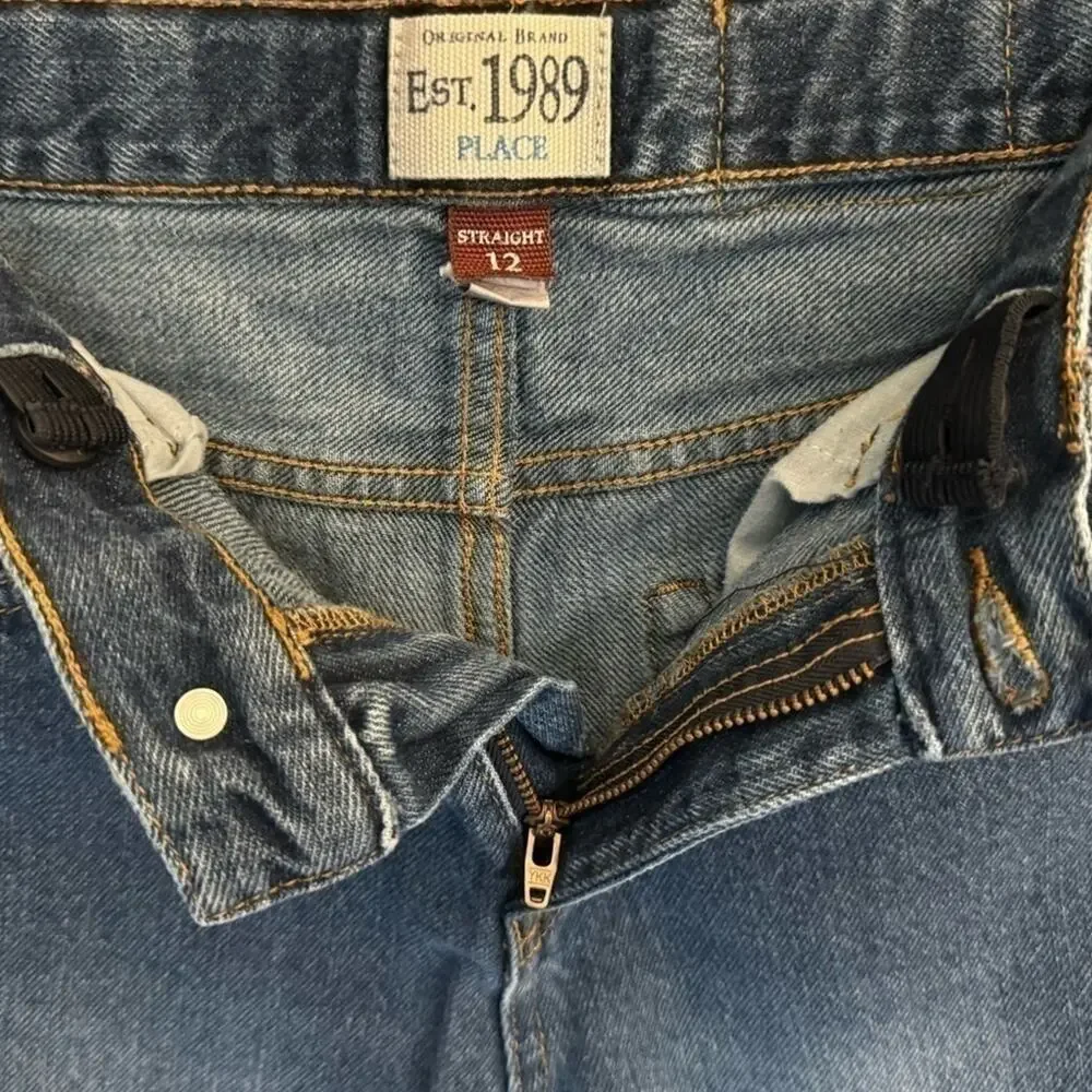 The Children’s Place Straight Blue Denim Jeans Boys 12 Adjustable Waist Blue